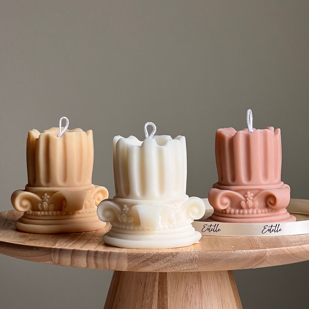 Soy Wax Roman Column Candle: Handmade Home Decor-1