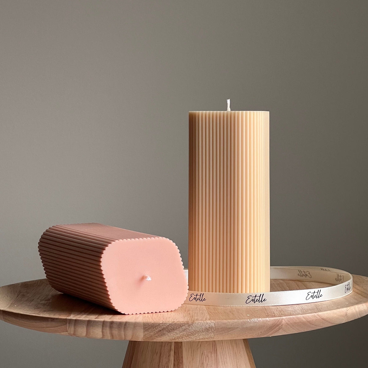 Ribbed Pillar Soy Wax Candle | Handmade Home Decor-2