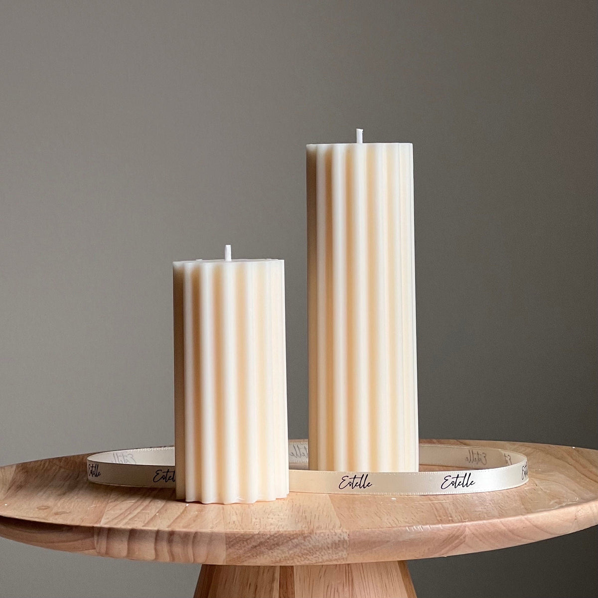 Ribbed Soy Wax Pillar Candle | Handmade Decorative Candle-1