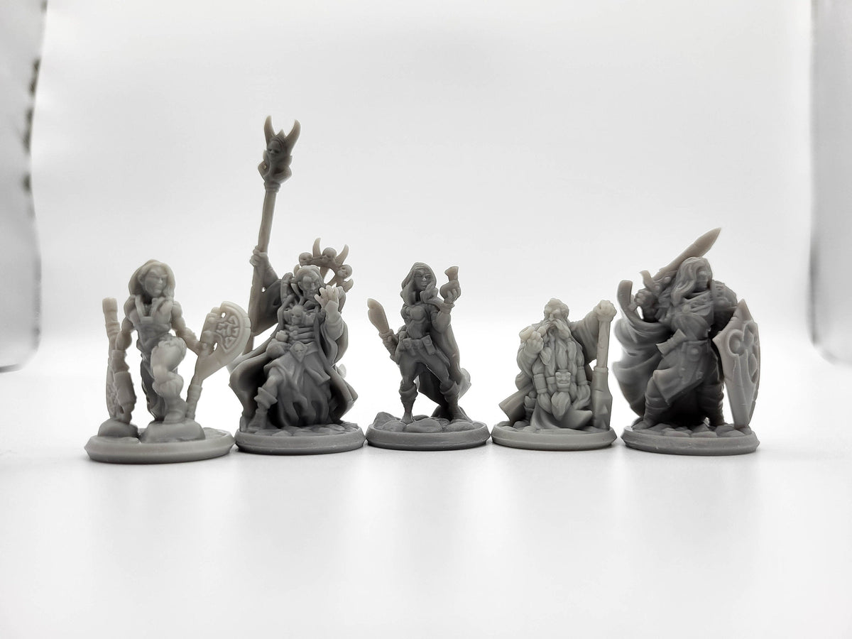 DnD Miniature Party Set 2 - 28mm Adventuring Group - Warlock | Rogue | Fighter Cleric/Paladin | Cleric | Barbarian | Pathfinder-1