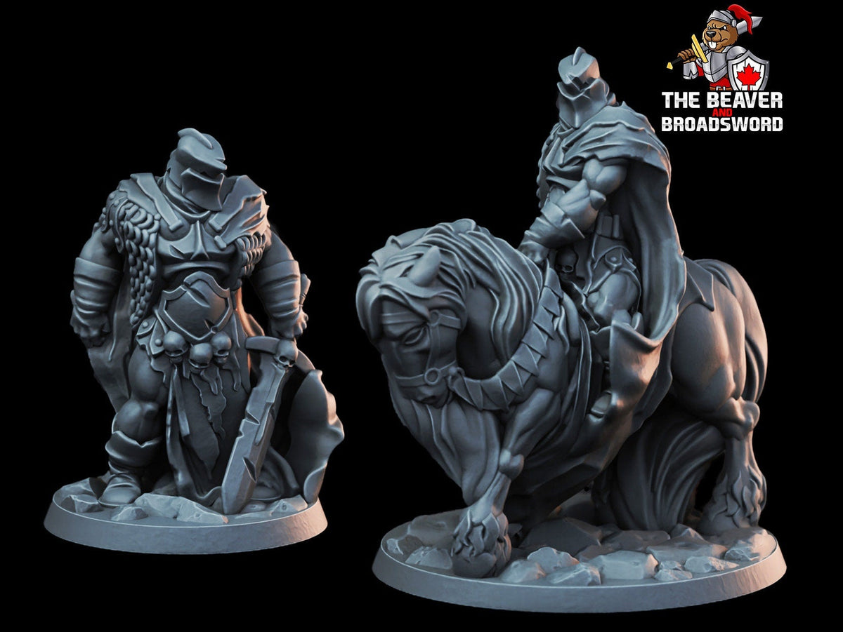 DnD Fallen Knight Mini Set - Arbiter Minitatures - Fighter | Paladin | Wargaming | Pathfinder | Horse | Cleric | Bandit | Brute | Male 28mm-1