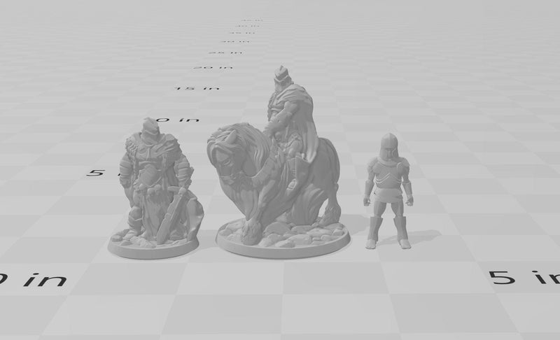 DnD Fallen Knight Mini Set - Arbiter Minitatures - Fighter | Paladin | Wargaming | Pathfinder | Horse | Cleric | Bandit | Brute | Male 28mm-2
