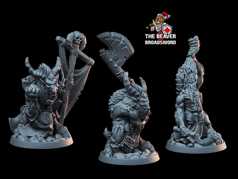 28mm Goatmen Mini Set - Arbiter Minitatures - | DnD | Minotaur | Yakfolk | Wargaming | Pathfinder | Goat | Cleric | Beastmen | Brute | Male-1