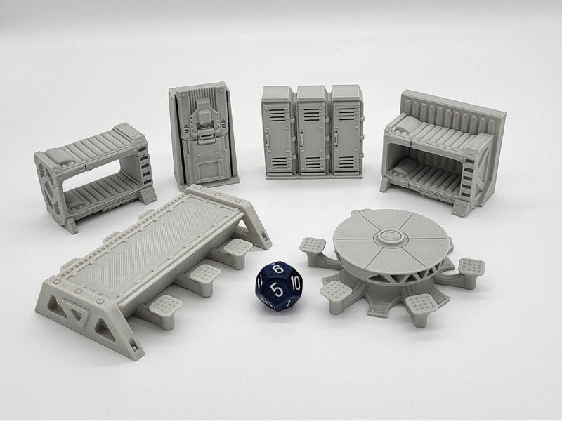Sci-fi Scenery - Beds, tables, lockers - EC3D Design, Infinity, Legion, Scifi, Cyberpunk, Starfinder, ttrpg terrain, traveller, furniture-1