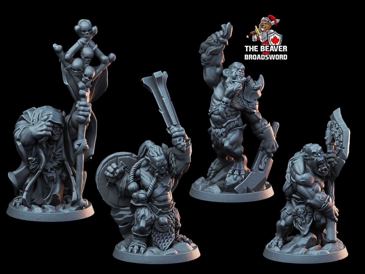 4 Orc Warriors dnd Mini Set - Arbiter Minitatures - | DnD | Goblinoid | Fighter | Wargaming | Pathfinder | Wolf | Shaman | Barbarian | Cave-1
