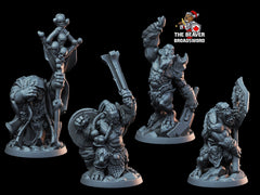 4 Orc Warriors dnd Mini Set - Arbiter Minitatures - | DnD | Goblinoid | Fighter | Wargaming | Pathfinder | Wolf | Shaman | Barbarian | Cave-1