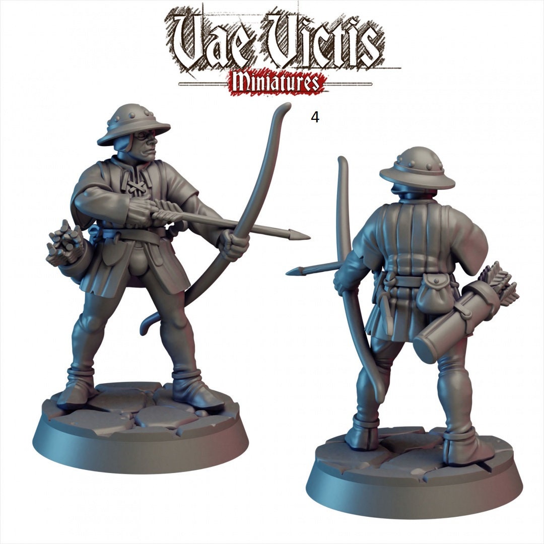 Bowmen of the Kingdom 28/32mm mini set - Vae Victis | DnD | Archer | Villager | Ranger | Human | Pathfinder | TTRPG | Wargaming | Frostgrave-5