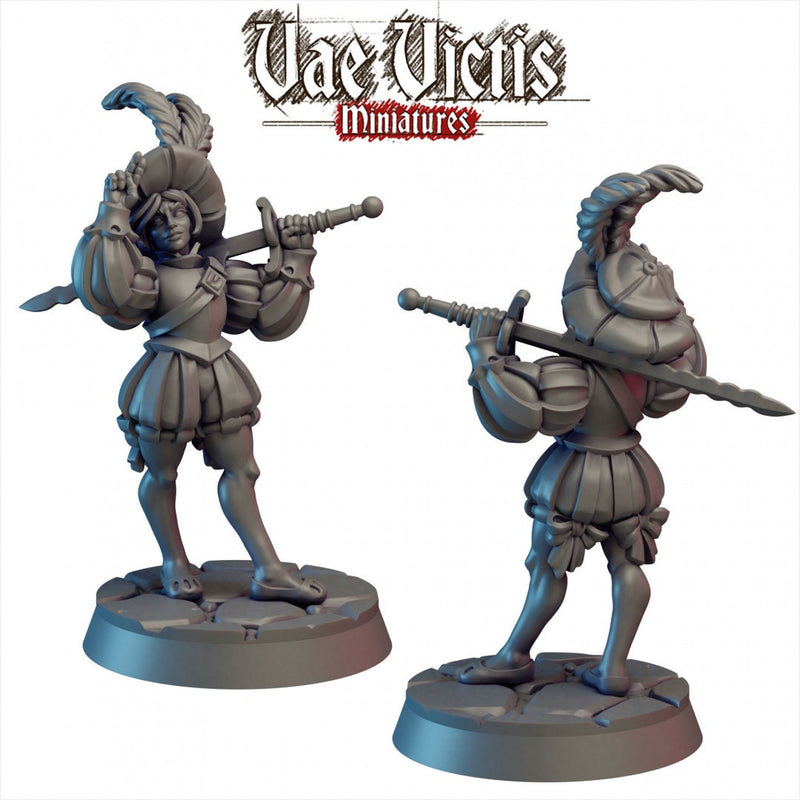 Landsknecht girl 28/32mm mini - Vae Victis | DnD | Paldin | Fighter | Human | Pathfinder | TTRPG | Female | Frostgrave | Monster-1