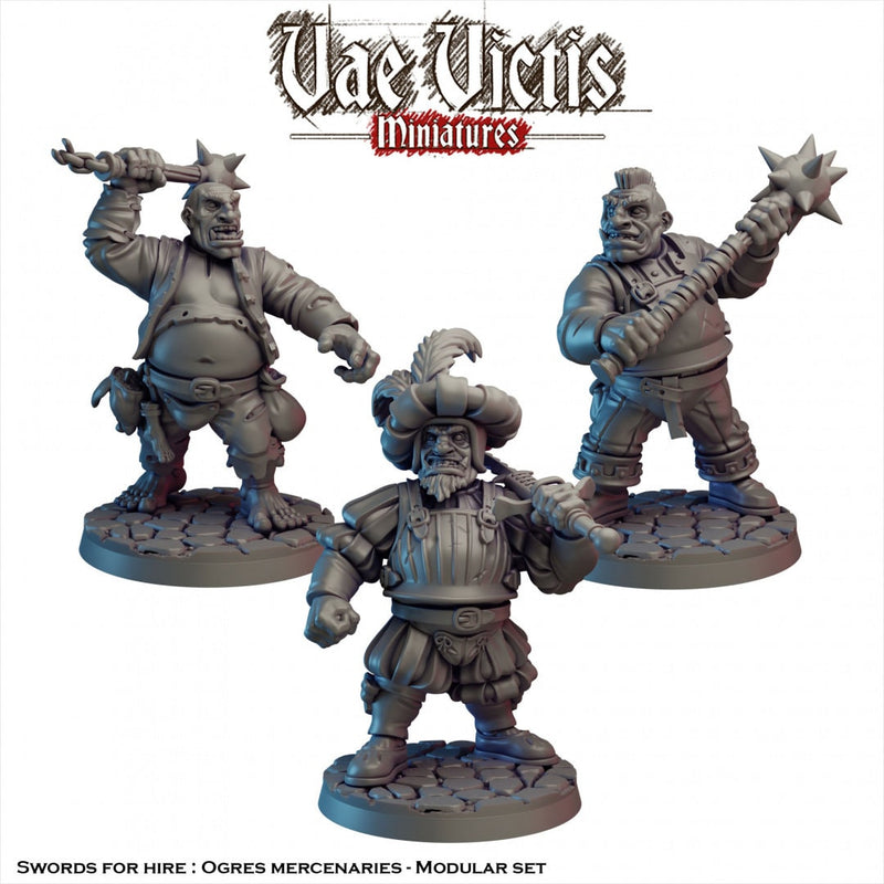 Ogre Mercenary 28/32mm mini set - Vae Victis | DnD | Fighter | Barbarian | Monster | Male | Pathfinder | TTRPG | Wargaming | Frostgrave-1