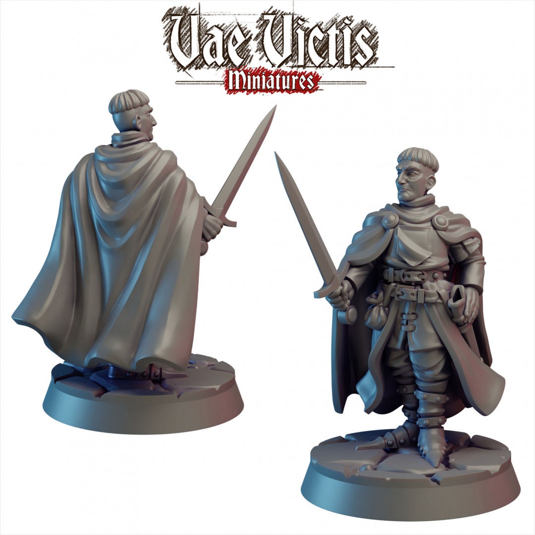 Knight 28/32mm mini - Vae Victis | DnD | Human | Fighter | Paladin | Male | Pathfinder | TTRPG | Wargaming | Frostgrave | Eldritch, Villager-1