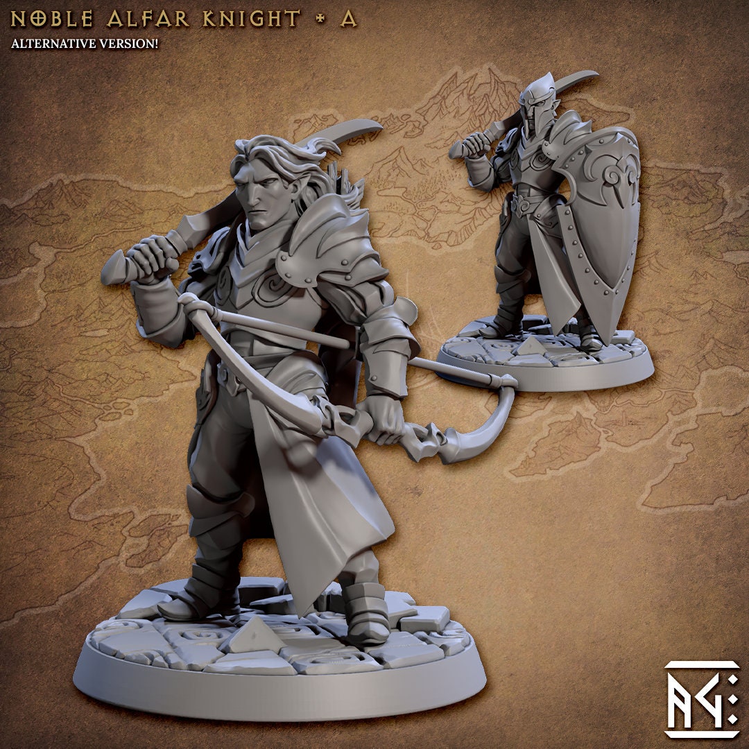 Elven Knights 28/32mm mini set - Artisan Guild | Alfar | Drow | Male | Female | Fighter | Ranger| Pathfinder | Wargaming | Army | Unit-2