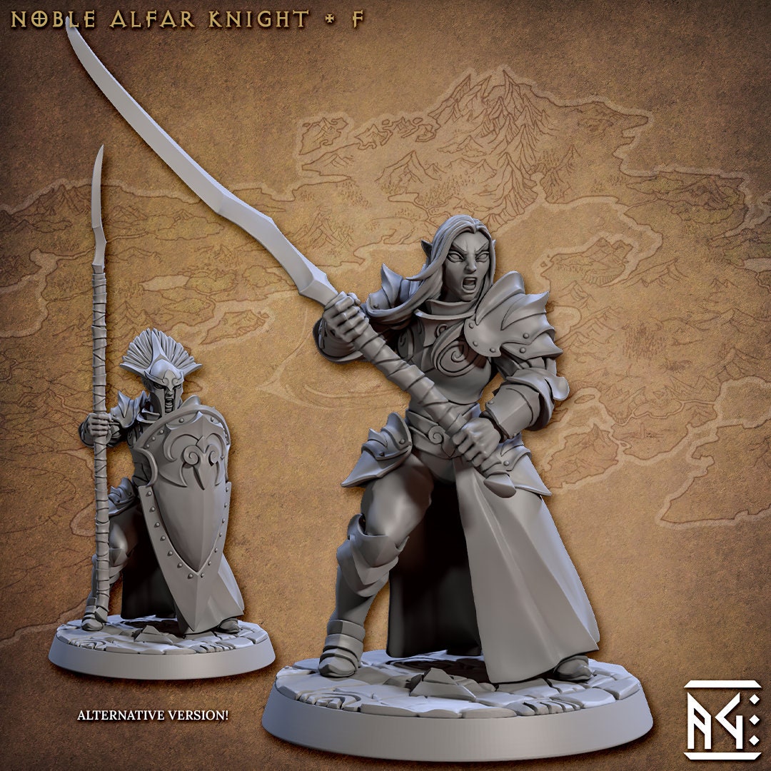 Elven Knights 28/32mm mini set - Artisan Guild | Alfar | Drow | Male | Female | Fighter | Ranger| Pathfinder | Wargaming | Army | Unit-7