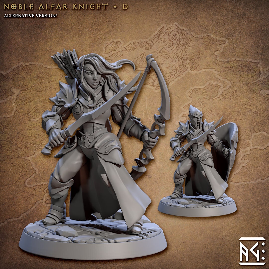 Elven Knights 28/32mm mini set - Artisan Guild | Alfar | Drow | Male | Female | Fighter | Ranger| Pathfinder | Wargaming | Army | Unit-5
