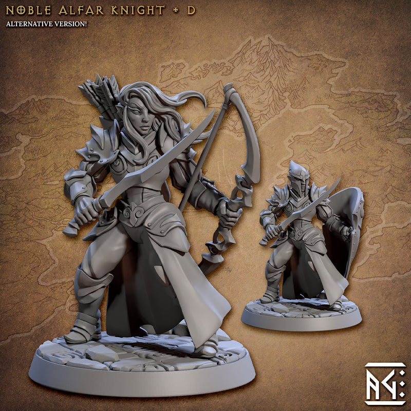 Elven Knights 28/32mm mini set - Artisan Guild | Alfar | Drow | Male | Female | Fighter | Ranger| Pathfinder | Wargaming | Army | Unit-5