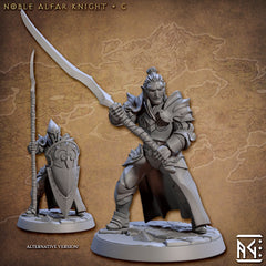Elven Knights 28/32mm mini set - Artisan Guild | Alfar | Drow | Male | Female | Fighter | Ranger| Pathfinder | Wargaming | Army | Unit-4