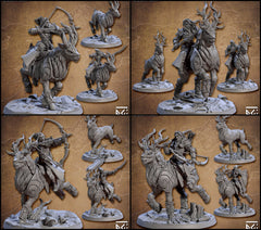 Elven Riders 28/32mm mini set - Artisan Guild | Alfar | Drow | Male | Female | Fighter | Ranger| Pathfinder | Wargaming | Elk | Cavalry Elf-1