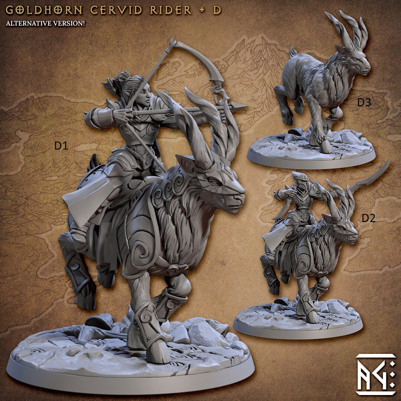 Elven Riders 28/32mm mini set - Artisan Guild | Alfar | Drow | Male | Female | Fighter | Ranger| Pathfinder | Wargaming | Elk | Cavalry Elf-5