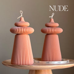 Large Ribbed Soy Pillar Candle | Sculptural Home Decor-2