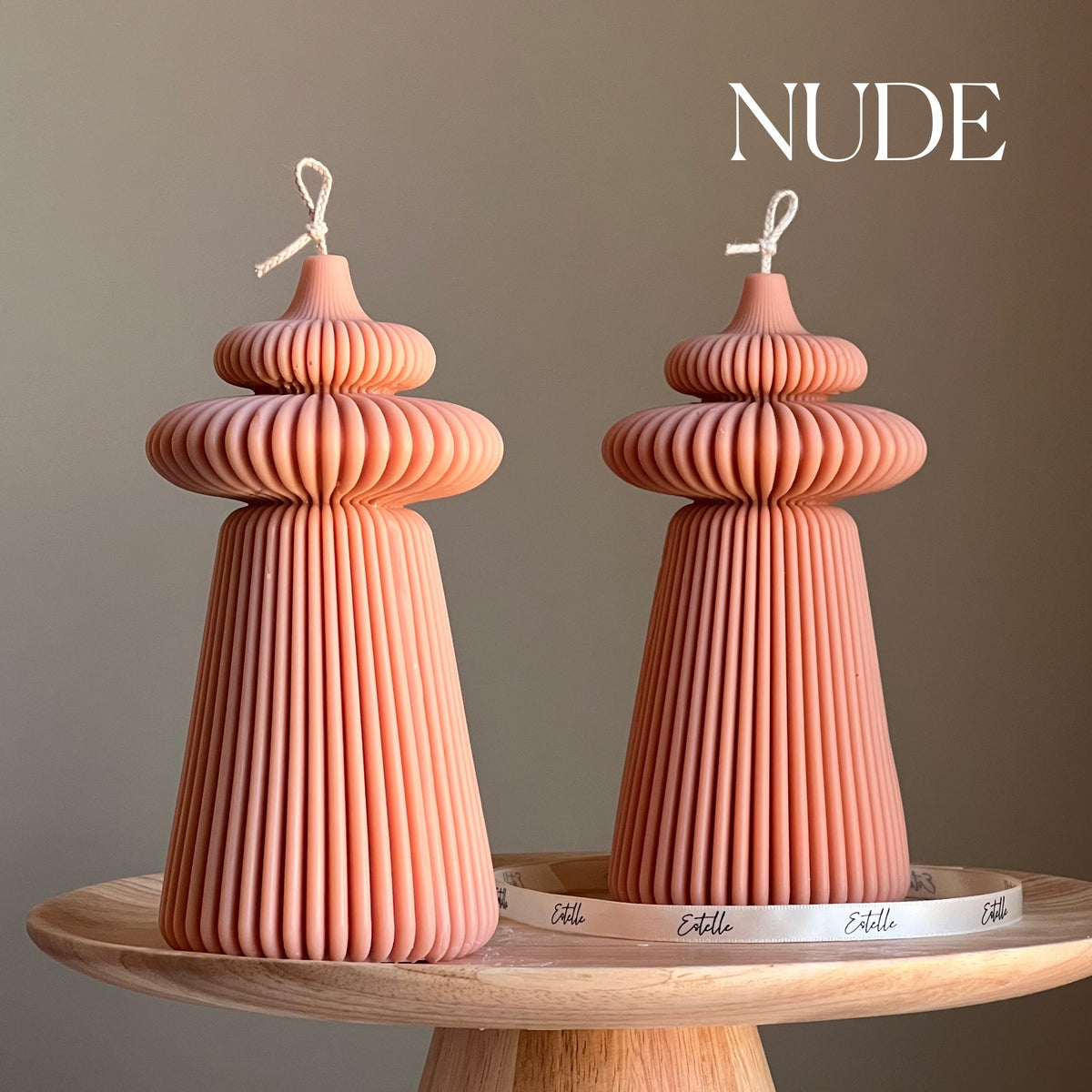 Large Ribbed Soy Pillar Candle | Sculptural Home Decor-2