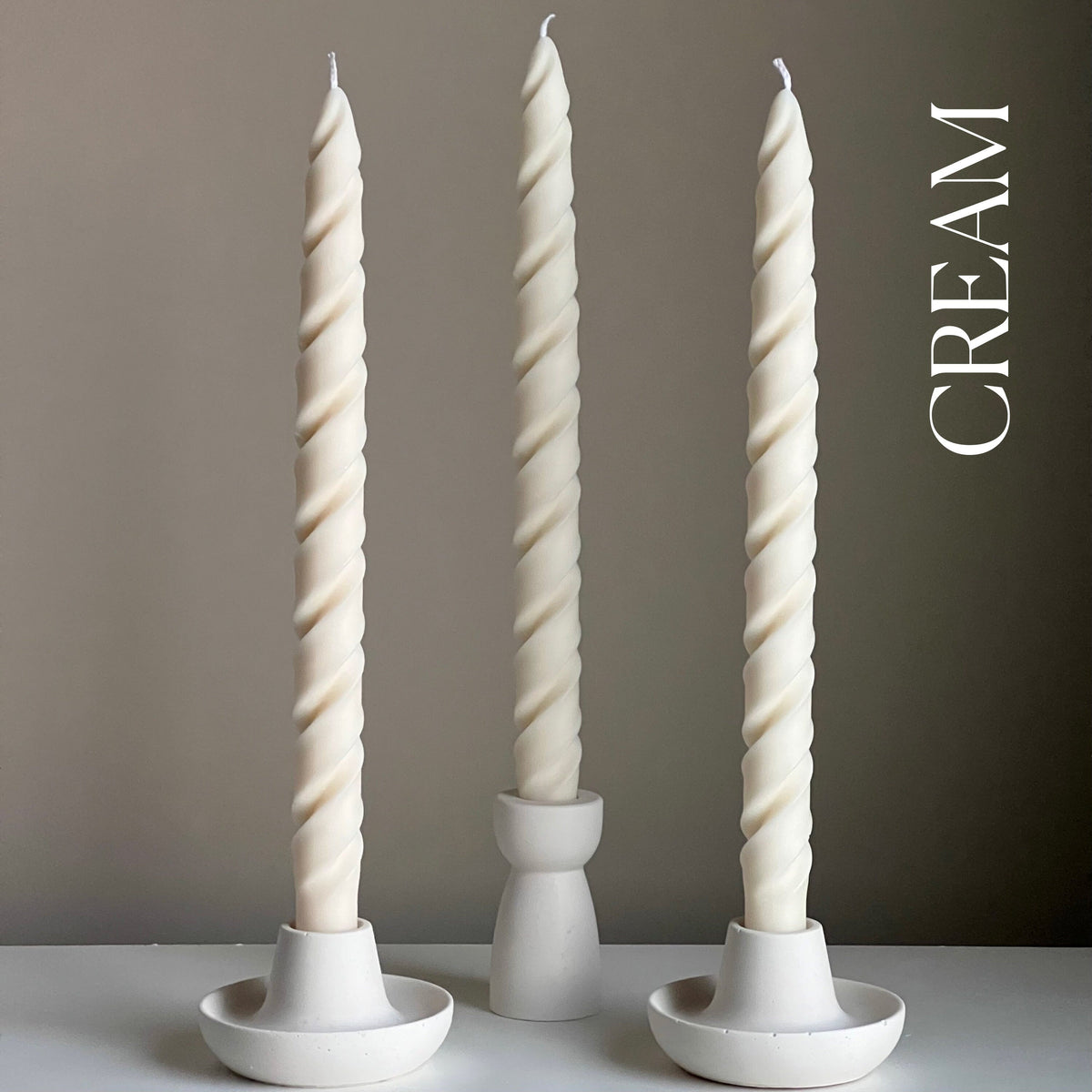 Tall Twisted Soy Wax Taper Candle: Handmade Pastel Decor-5