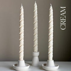 Tall Twisted Soy Wax Taper Candle: Handmade Pastel Decor-5