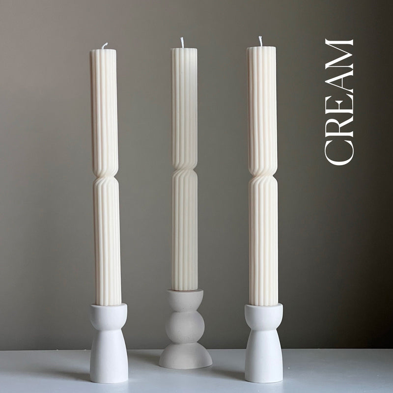 Tall Ribbed Twisted Taper Candle: Handmade Soy Dinner Candle-4