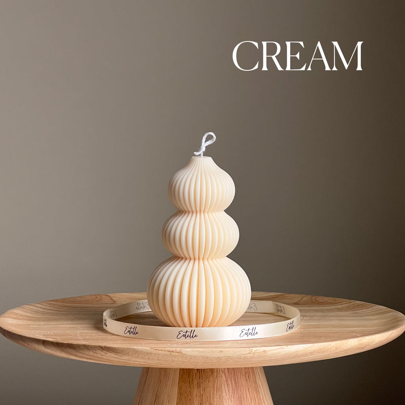 Ribbed Wavy Pillar Candle: Sculptural Soy Candle, Custom Color & Scent-3