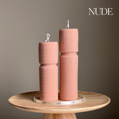 Roman Fluffy Soy Wax Pillar Candle Set: Tall Decorative Candles-2
