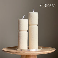 Roman Fluffy Soy Wax Pillar Candle Set: Tall Decorative Candles-3