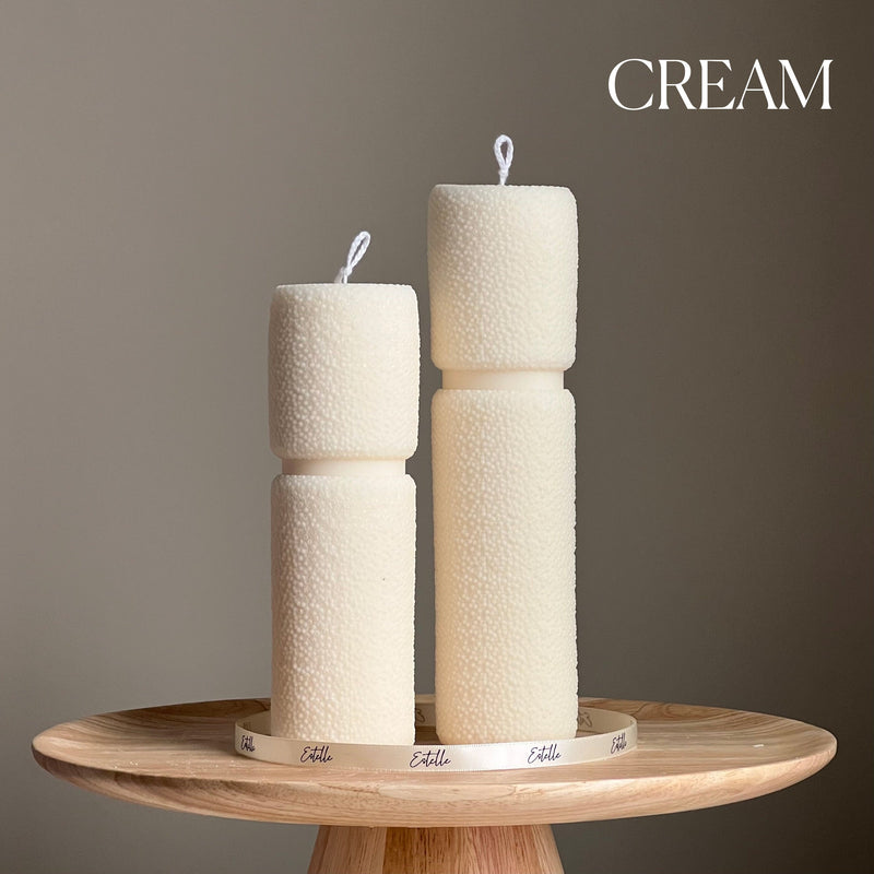 Roman Fluffy Soy Wax Pillar Candle Set: Tall Decorative Candles-3