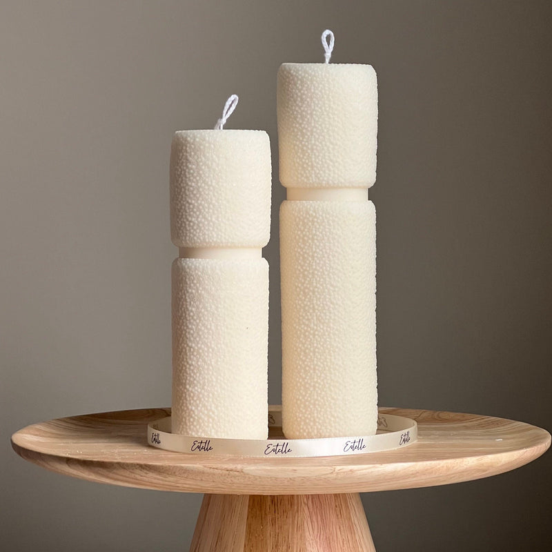 Roman Fluffy Soy Wax Pillar Candle Set: Tall Decorative Candles-1