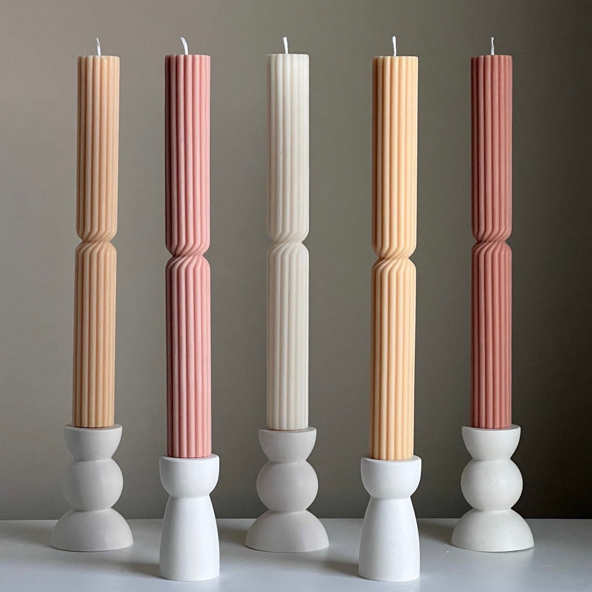 Tall Ribbed Twisted Taper Candle: Handmade Soy Dinner Candle-6