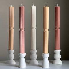 Tall Ribbed Twisted Taper Candle: Handmade Soy Dinner Candle-6