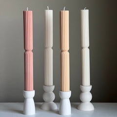 Tall Ribbed Twisted Taper Candle: Handmade Soy Dinner Candle-1