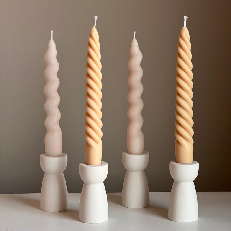 Handmade Jesmonite Hourglass Candlestick Holder: Minimalist Wedding Decor-1