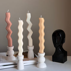 Handmade Jesmonite Hourglass Candlestick Holder: Minimalist Wedding Decor-3