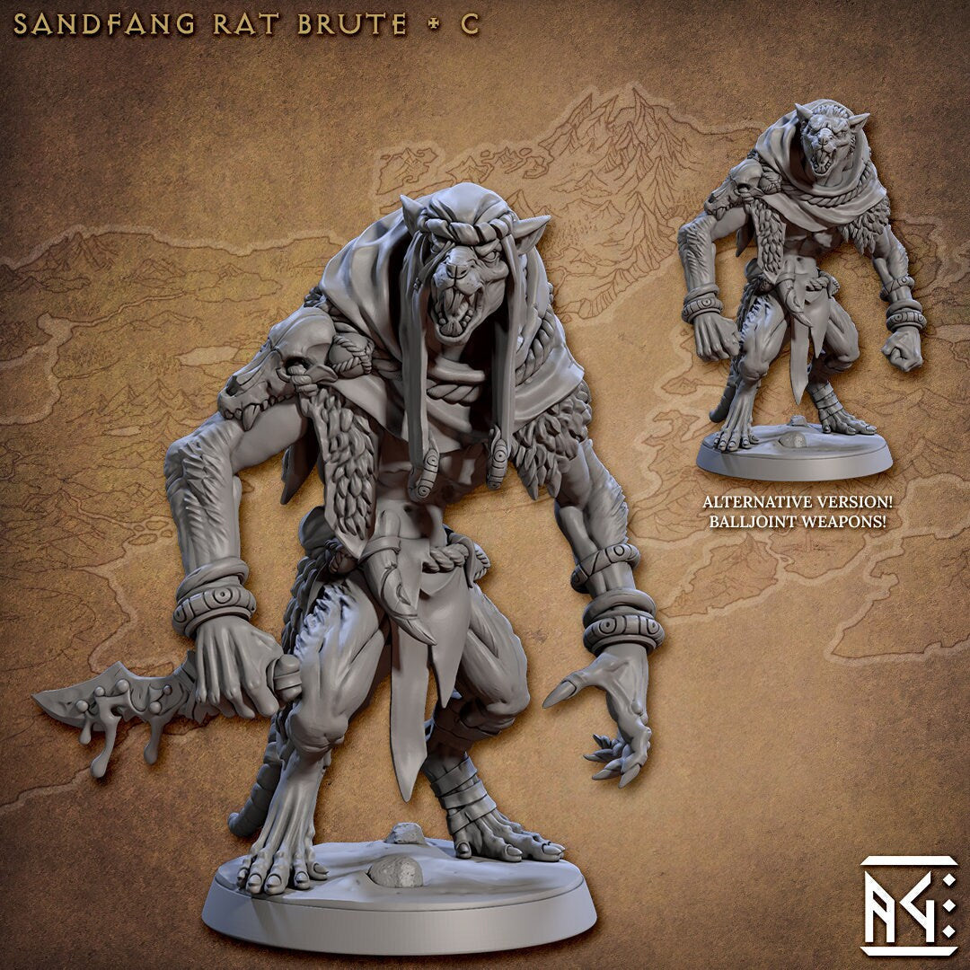 Sandfang Brutes 28/32mm mini set - Artisan Guild | Animal | Rat | Ogre | Monster | Ratfolk | Large | Pathfinder | Wargaming | Huge | Set-4
