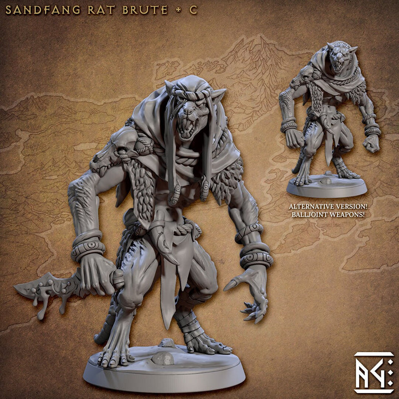 Sandfang Brutes 28/32mm mini set - Artisan Guild | Animal | Rat | Ogre | Monster | Ratfolk | Large | Pathfinder | Wargaming | Huge | Set-4