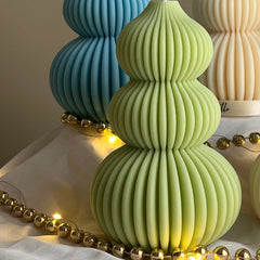 Wavy Ribbed Christmas Tree Candle: Hand-Poured Soy Wax Decor-2