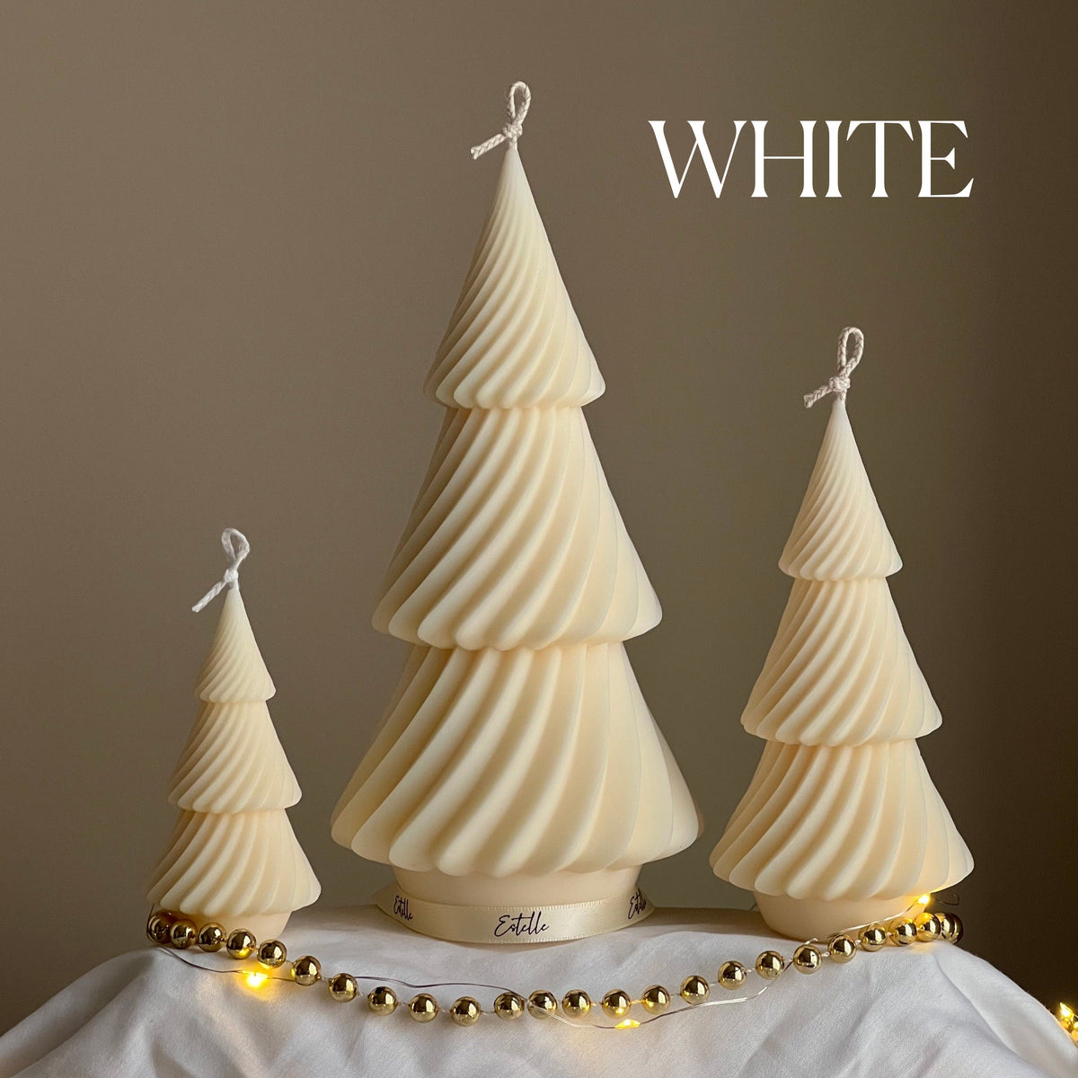 Swirl Ribbed Christmas Tree Candle: Handmade Soy Wax Decor-2
