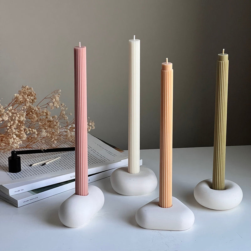 Geometric Jesmonite Candlestick Holder: Minimalist Table Decor-1