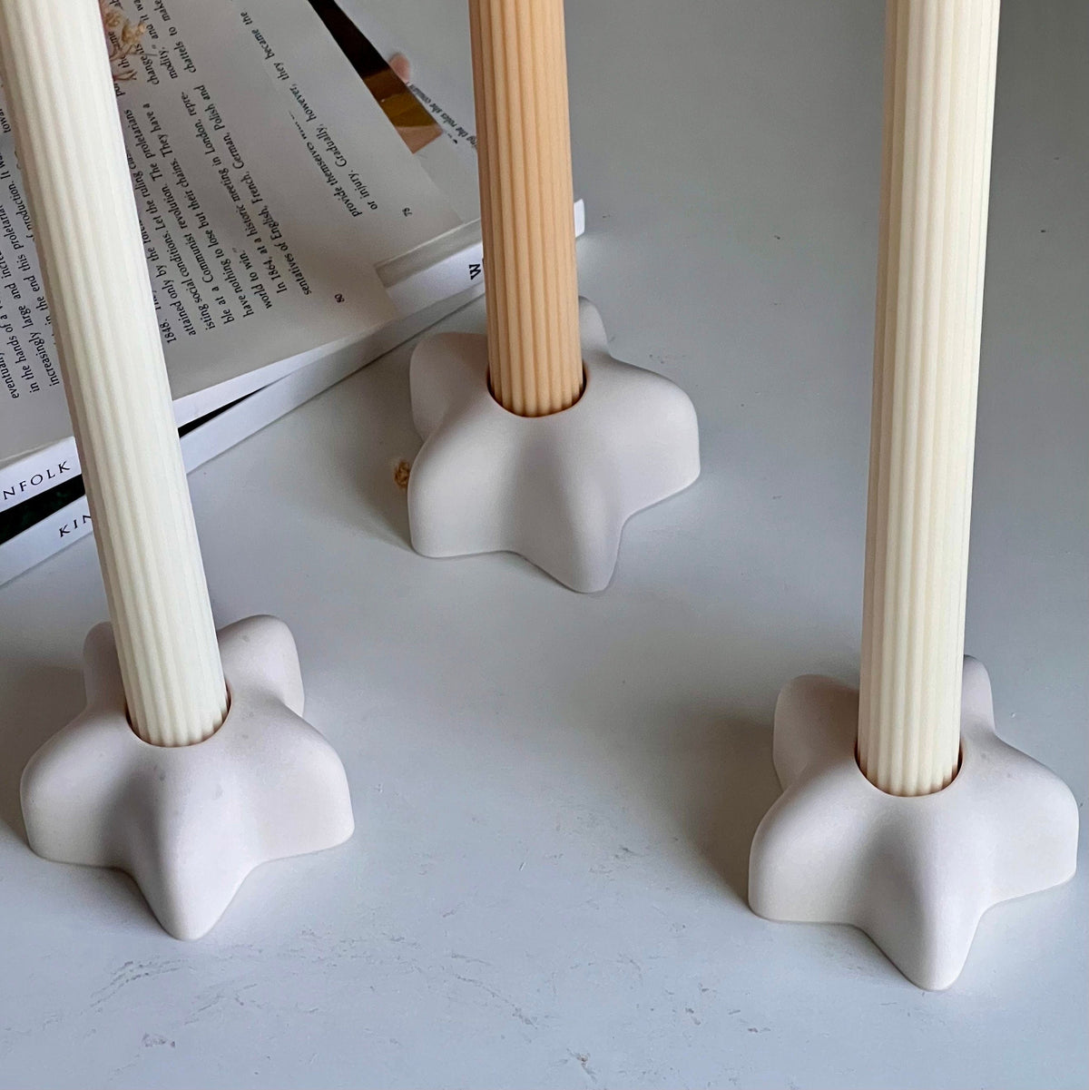 Star Jesmonite Candlestick Holder: Minimalist Table Decor-2