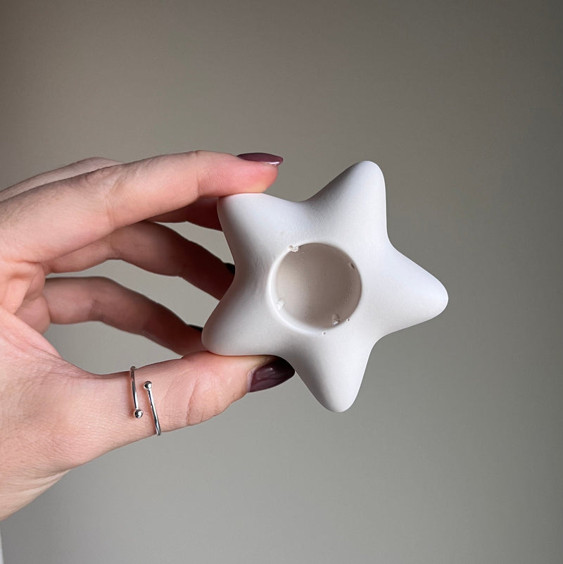 Star Jesmonite Candlestick Holder: Minimalist Table Decor-3