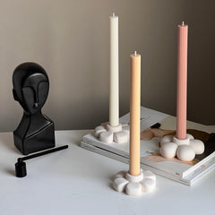 Jesmonite Flower Candlestick Holder: Handmade Table Decor-3