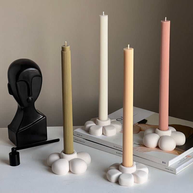 Jesmonite Flower Candlestick Holder: Handmade Table Decor-1