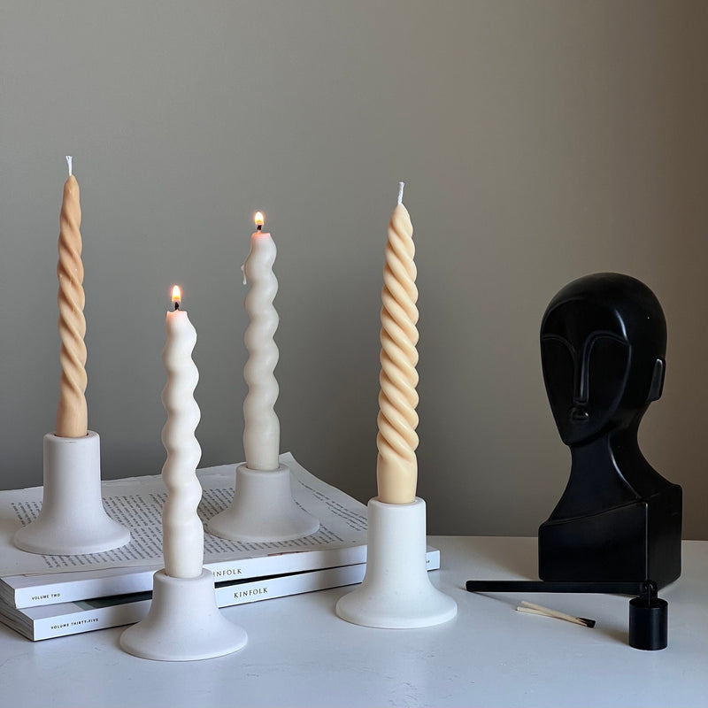 Round Jesmonite Candlestick Holder: Minimalist Table Decor-1