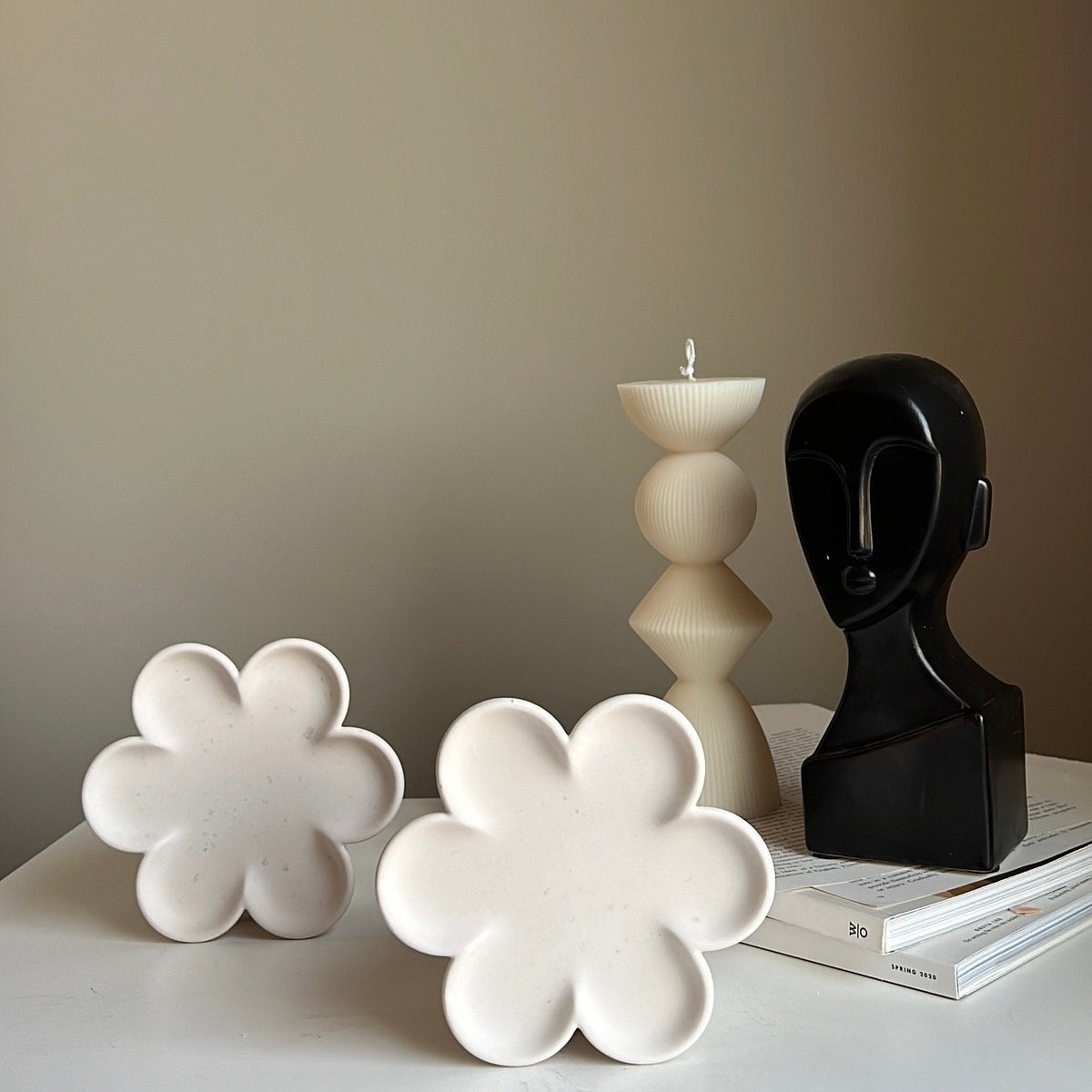 Flower Trinket Tray: Handmade Jesmonite Jewelry Dish, Scandi Decor-1