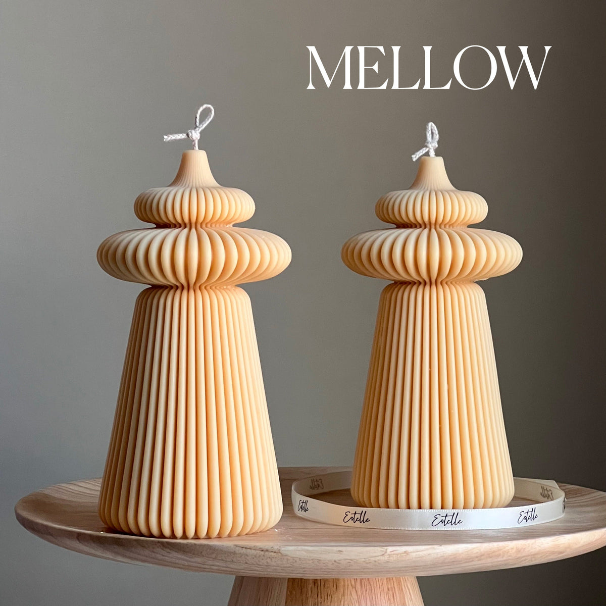 Large Ribbed Soy Pillar Candle | Sculptural Home Decor-4