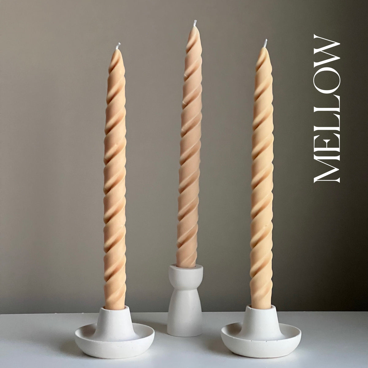 Tall Twisted Soy Wax Taper Candle: Handmade Pastel Decor-6