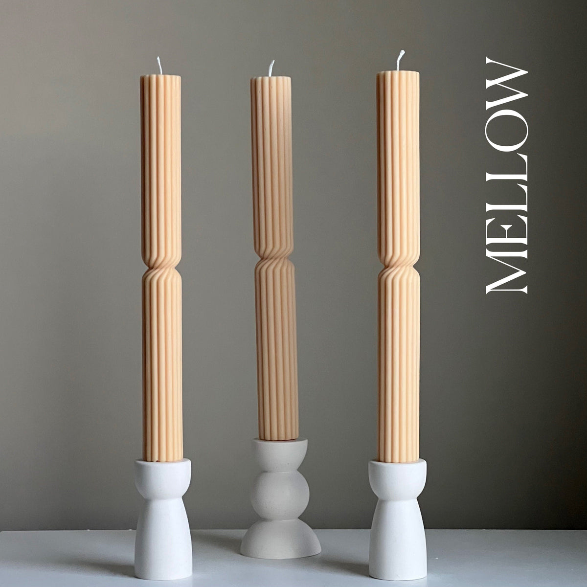 Tall Ribbed Twisted Taper Candle: Handmade Soy Dinner Candle-5